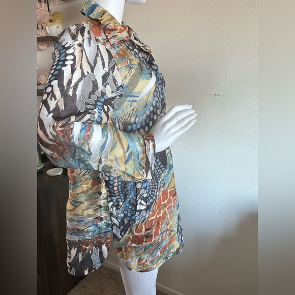 Flair vintage Button Down V-Neck long 
Sleeve Shirt Top Blouse
Size L - Picture 2 of 9